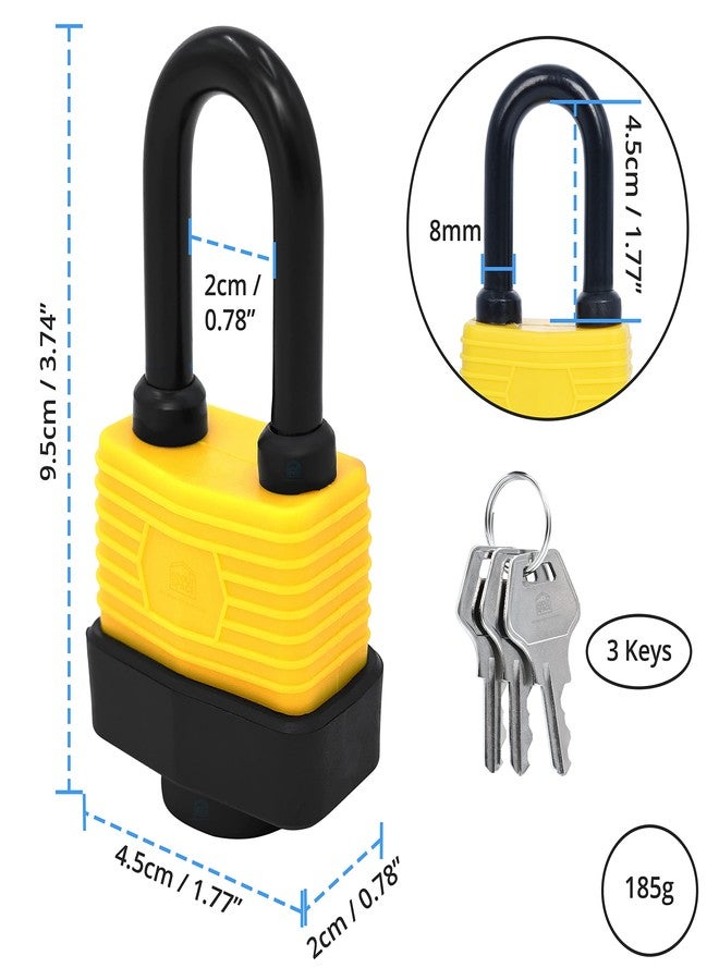 ABOUT SPACE قفل بلاستيكي من ABOUT SPACE - قفل أمان بوزن 185 غرام، مقاوم للغبار والماء - قطعة واحدة و3 مفاتيح مع واقي - مجلفن بـ 21 طبقة شديدة التحمل مع 8 مسامير - قفل مضاد للسرقة للدراجات والأبواب والدراجات، أصفر - Image 2